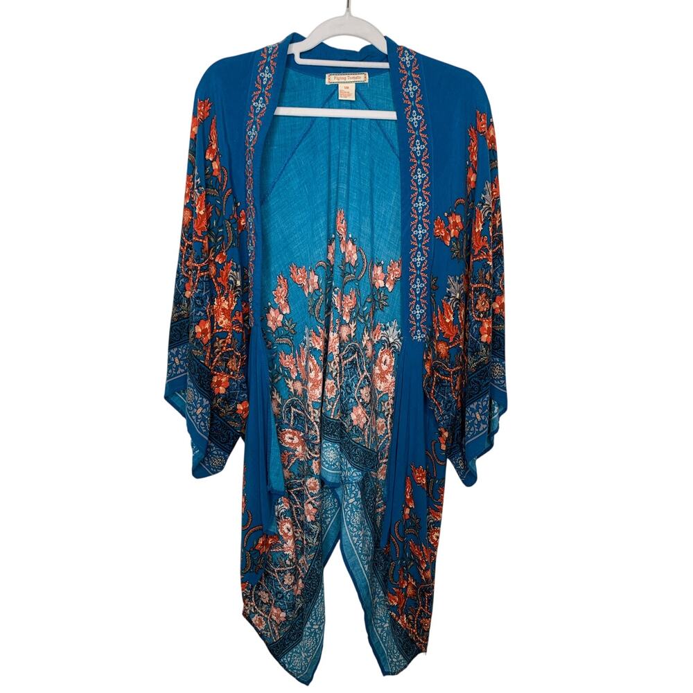 Flying Tomato Blue Floral Kimono Cardigan